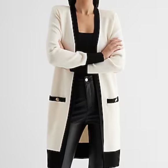 new EXPRESS (polka dot) padded shoulder ultra soft duster cardigan s novelty but - Picture 1 of 2
